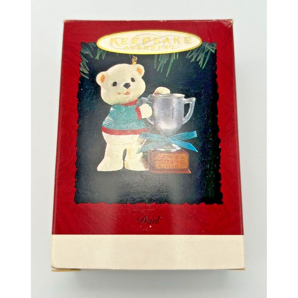 VINTAGE 1994 Hallmark Keepsake Ornament- World's Greatest Dad/Father- Teddy Bear
